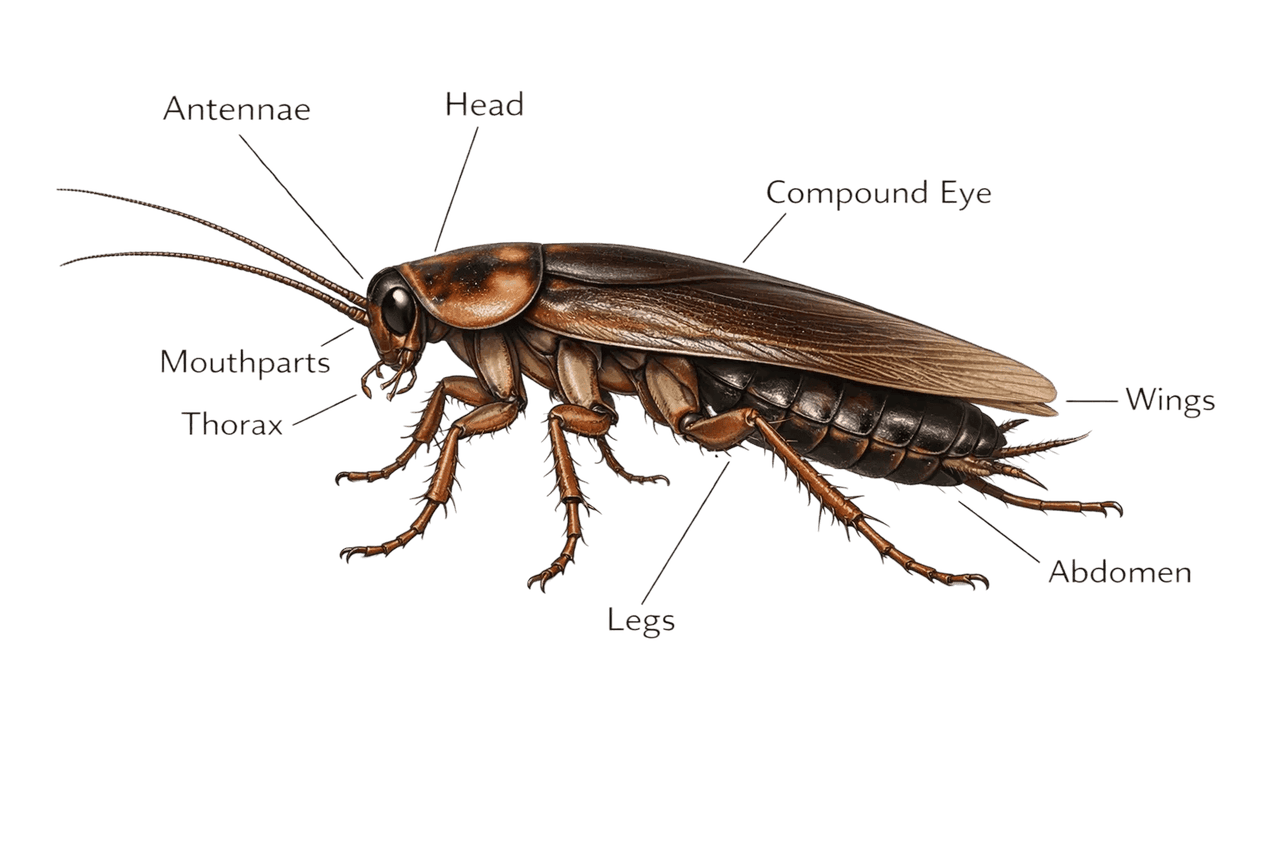 Cockroach anatomy diagram