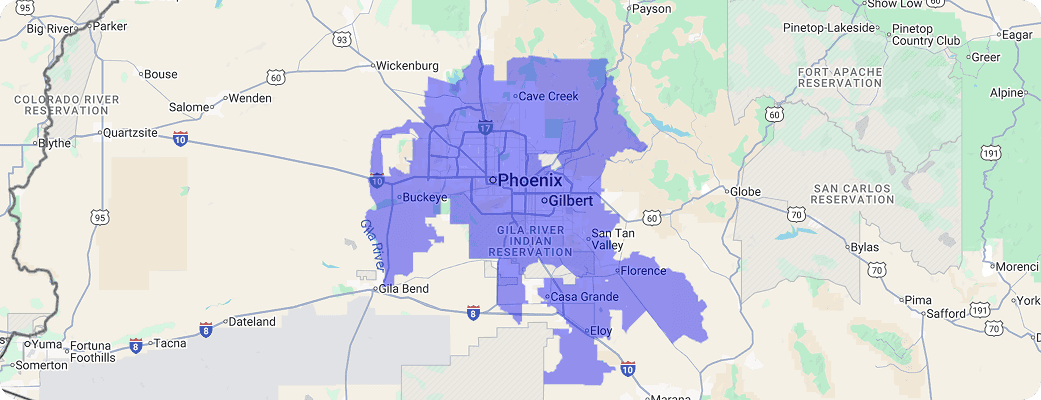 Hawx Phoenix service area map