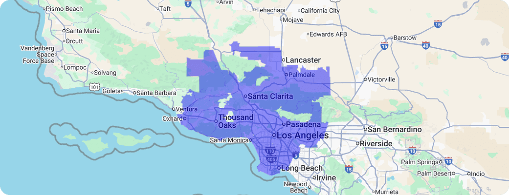 Hawx Los Angeles service area map