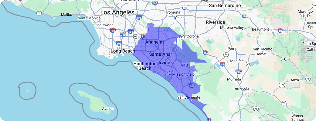 Hawx Orange County service area map