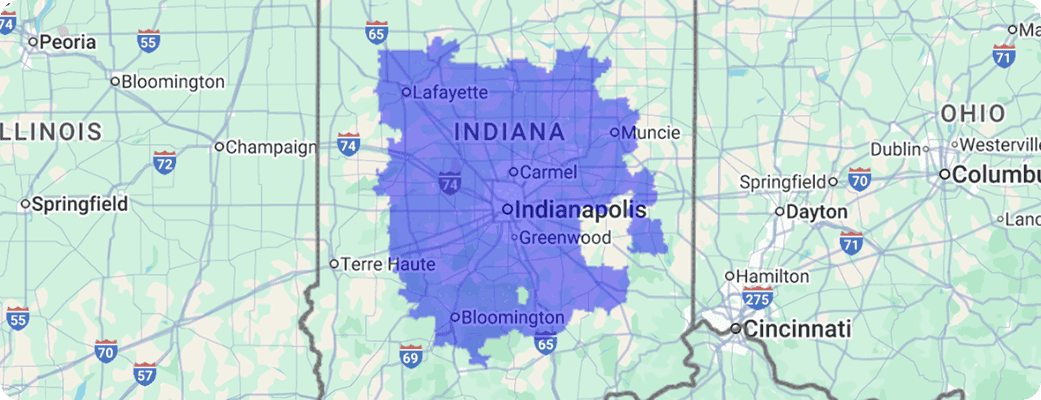 Hawx Indianapolis service area map
