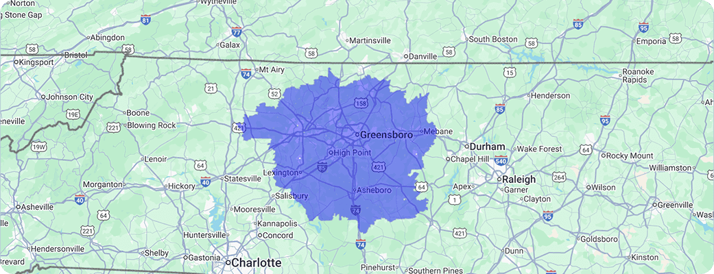 Hawx Greensboro service area map