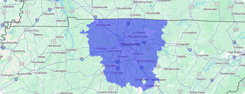 Hawx Nashville service area map