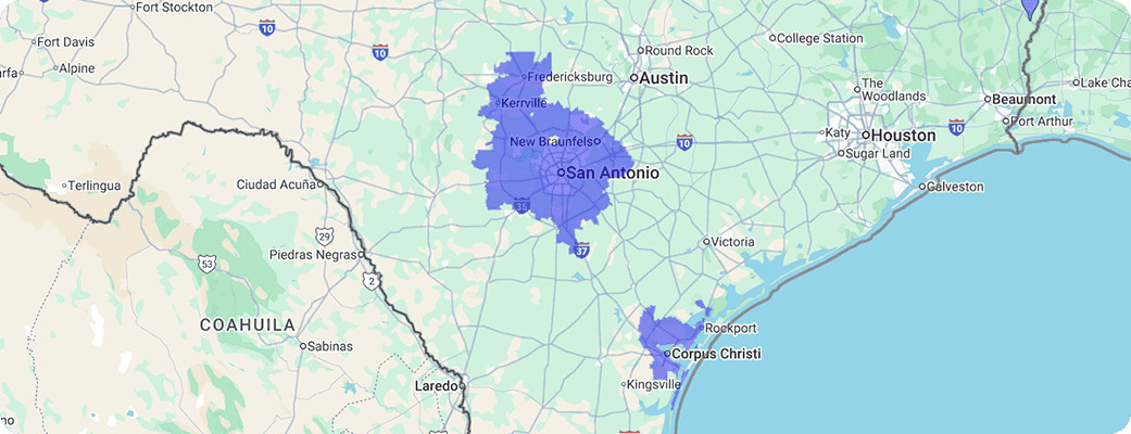 Hawx San Antonio service area map