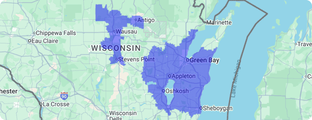 Hawx Appleton service area map