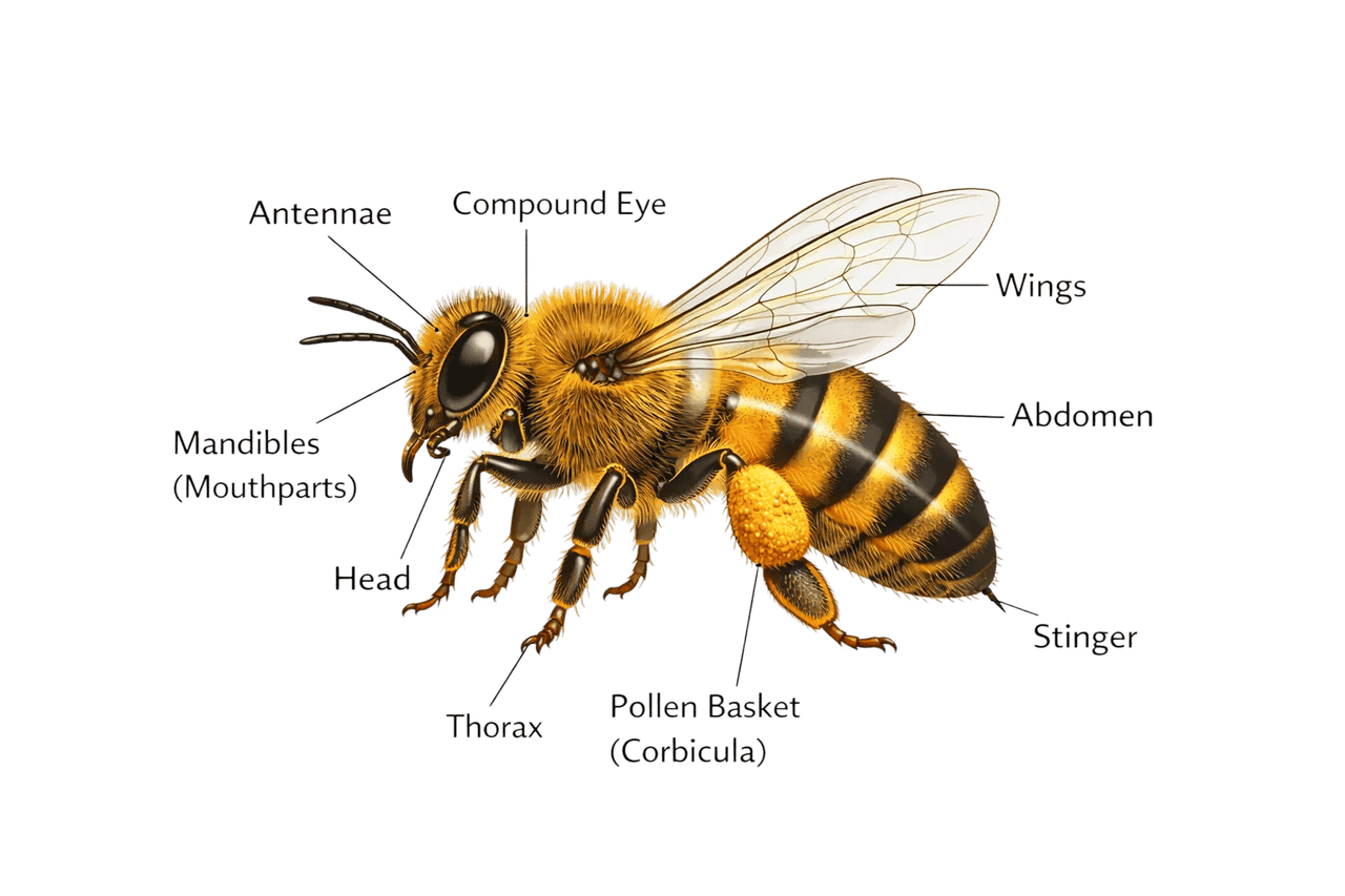 Bee anatomy diagram