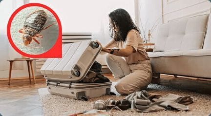 Bed bugs on suitcase